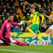 Max Aarons went close to giving Norwich City the lead in the first half.