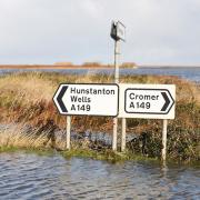 The main road through Cley was closed because of flooding. Picture: Ian Burt