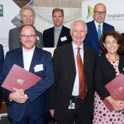 The reception was held by the East of England All Party Parliamentary Group (APPG) and East of England Local Government Association (EELGA). Front row: Tim Hawkins from Stansted Airport, George Freeman MP, Daniel Zeichner MP, Jo Churchill MP, Peter