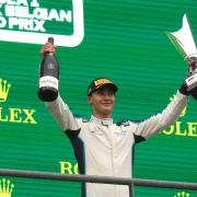 George Russell celebrates his first podium finish at a bizarre Belgian Grand Prix