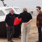 (R-L) Princess Anne naming the clubs new boat, with David Crossman and  Adrian Tebbut.