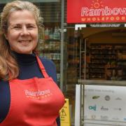 Carolyn Strike, sales assistant at Rainbow Wholefoods on Labour in Vain Yard in Norwich which will be moving shortly to Davey Place.