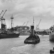 Alexandra Dock in King's Lynn, taken from the pierhead showing vessels arriving and leaving on the tide Walenburgh, Conservator and Stellaria