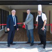 Left to right: Dr Adrian Parton, Waveney MP Peter Aldous and Keith Parton at the ribbon cutting ceremony unveiling the new facilities at Ivy House Country Hotel.
