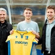 Norwich United boss Steve Eastaugh, left, with Liam Jackson, and assistant manager Andy Eastaugh