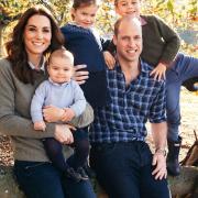 This photograph taken in the Autumn by Matt Porteous, shows The Duke and Duchess of Cambridge with their three children, Prince Louis, Princess Charlotte and Prince George (right) at Anmer Hall in Norfolk. This photograph features on their Royal