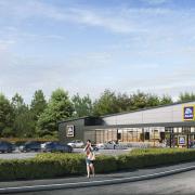 A CGI impression of what the new Aldi supermarket on Longwater Business Park, off William Frost Way in Costessey, would look like if approved by South Norfolk Council.