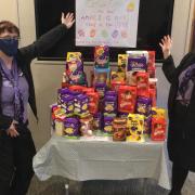 NatWest staff with Easter egg donations for NHS staff at James Paget University Hospital in Gorleston, Norfolk and Norwich University Hospital and the Queen Elizabeth Hospital in King's Lynn.