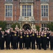 One of Jessica Allen's Rock Choir performances at Blickling Hall during a mystery singing bus tour in 2019