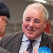 South Norfolk Conservative MP Richard Bacon at The General Election 2019 results at the Royal Norfolk Showground after being announced as the winner. Picture: Danielle Booden