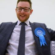 Conservative Duncan Baker celebrates becoming the new MP for North Norfolk with a majority of more than 14,000 votes. Picture: Denise Bradley