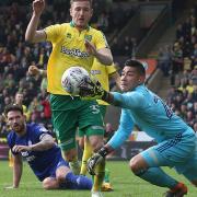 Dennis Srbeny learned another Championship lesson, as he is denied by Neil Etheridge during Cardiff's Carrow Road triumph over Norwich City. Picture: Paul Chesterton/Focus Images