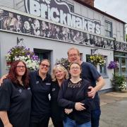 The Brickmakers current landladies Charley South, Emma Rose and Pam South with couple Claire and Dale Brooks (right) who are taking it on from January.