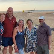 The men were rescued by swimmers (L-R) Sarah Farrow, Tony Webb and Chrissie Ward and given first aid by Kirsti and Jamie Parslow-Williams