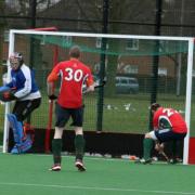 Norwich Dragons Hockey Club Men's 4ths' goalscorer Robbie Whiting bags one of his brace of goals against Bury St Edmunds in the 5-2 win.