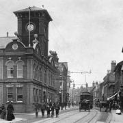 Lowestoft\'s iconic Town Hall in the High Street, pictured in 1912.