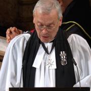 Rev Canon Dr Paul Williams rector of Sandringham gives prayers at Committal Service for Queen Elizabeth II