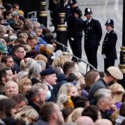 The crowd near Horse Guards in London ahead of the State Funeral of Queen Elizabeth II