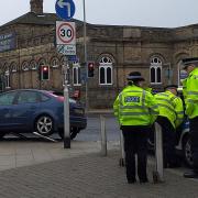 The scene of the single vehicle crash on Station Square, Lowestoft.