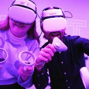 Louisa Baldwin and Owen Sennitt ready for one of the games at the Vector VR virtual reality centre, which has relocated to larger premises in the Castle Quarter.