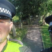 Beat managers for Great Yarmouth PCs Gary May and Babalola Salami patrolled the cemetery at Caister.