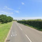 The road in South Cove, near Southwold, has been closed