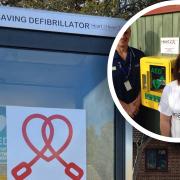 Jayne Biggs (inset)  has installed a defibrillator in a former BT phone box in Caister.