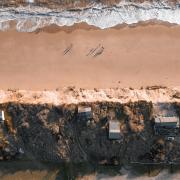Drone images showing the severe erosion at Hemsby. Picture: Luke Martin