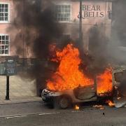 A van burst into flames in Beccles. Picture: Paul Benneworth