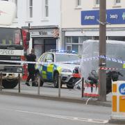 Police at the scene of the accident in St Sampson's on Guernsey in 2018