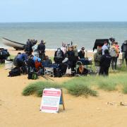 The Mary and George film crew on Hunstanton Beach