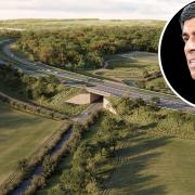 The Western Link road could get a surprise multi-million boost. Inset: Prime minister Rishi Sunak