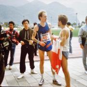 Neil Featherby at the end of the Hong Kong Marathon.