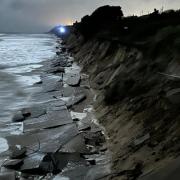 The road along The Marrams has collapsed into the sea in Hemsby