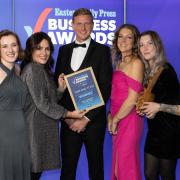 Tom and Toto was named Small Business of the Year. Pictured left to right: Grace Betts, Victoria Penrose, Dane Hipkin, who presented the award, Sarah Wright, Molly Mills and Anna Quinton at the awards ceremony