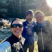 Wymondham AC members Alison Armstrong, Adam Baker and Mark Armstrong on a winter training run in Thetford