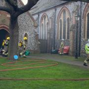 Fire crews tackled a blaze at St Peter's Church in Sheringham