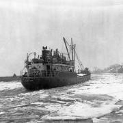 The Capacity of London was somewhat incapacitated by freezing conditions on the Yare in February 1954 but along with two other craft she managed to break through the ice at Reedham on her way into Norwich