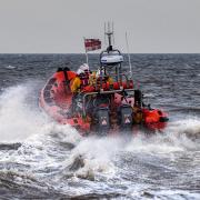 Hunstanton RNLI lifeboat Spirit of West Norfolk, which was tasked to assist an injured fisherman on its first shout of the year