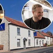The Ostrich Inn in South Creake is under new ownership. Inset: Andrew Felton, left, and Michael Prince, the Red Lion Lounge's head chef