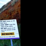 People are being warned to stay away from the base of Hunstanton Cliffs after rockfalls