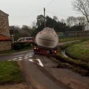A tanker has crashed into a ditch in west Norfolk