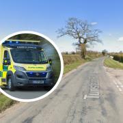 A person was taken to hospital after a crash near Wroxham Barns