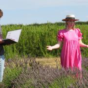 Joe Wilkinson and Katherine Ryan at Norfolk Lavender in Heacham