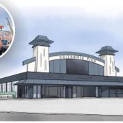 A concept of the Britannia Pier's new frontage and pier owners Joseph Manning and Joseph Abbott.
