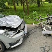 A car was badly damaged after a crash in Thetford