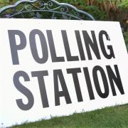 Fraggle patiently waits outside the Julian Centre Polling Station in Norwich.