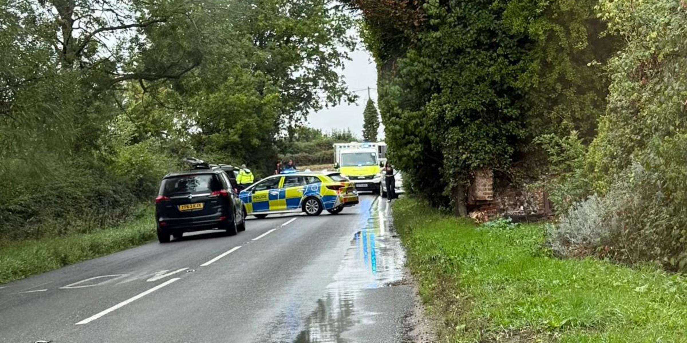 Emergency services at scene of crash near A47