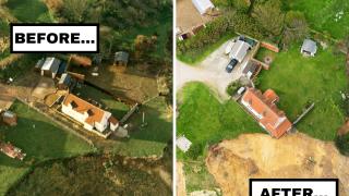 A home hanging perilously over a cliff edge after a dramatic landslide at Trimingham on the north Norfolk coast is set to be demolished by the council