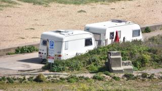 The 'unauthorised encampment' with two caravans parked on Links Road in north Lowestoft. Picture: Newsquest